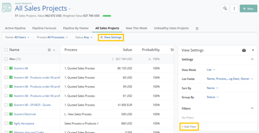 Active Pipeline - Add Filter 1b