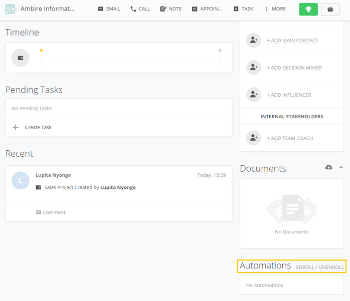 Automations in individual Sales Project 1b