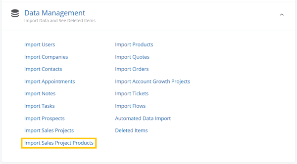 Import Sales Project Products 1