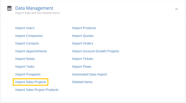 Import Sales Projects
