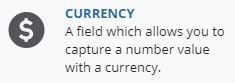 Option to create a Currency Field