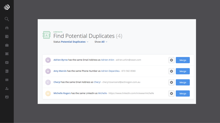 Contact Duplicate Cleanup tool