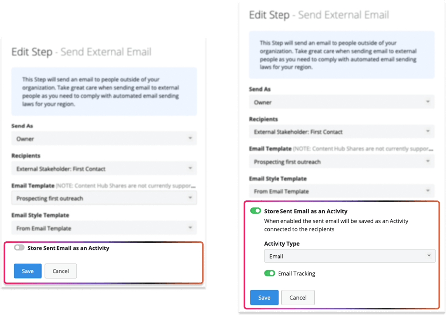 Product Update Email Tracking Toggle