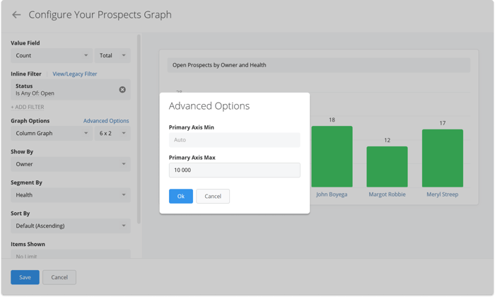 Product Update Graph Axis Options