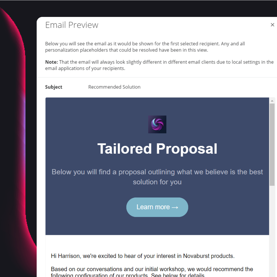 Product Update Tailored Proposal