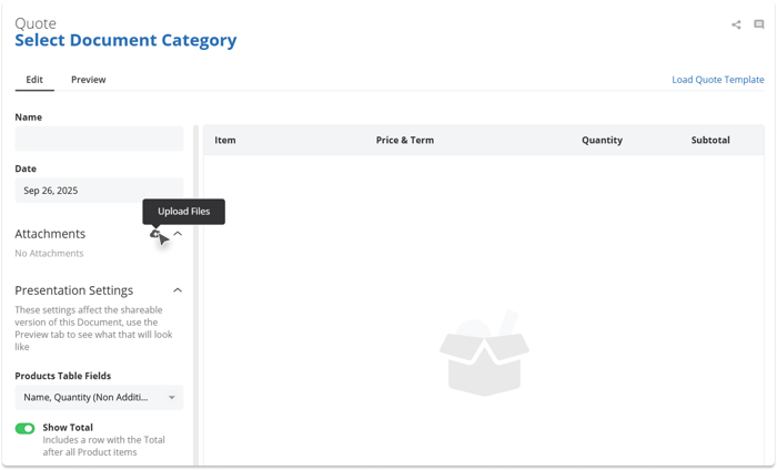 Quotes Add Attachments