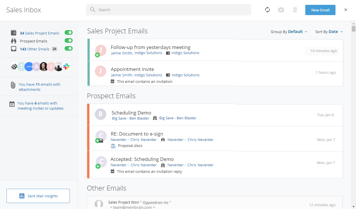 Sales inbox final full view