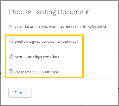 Step - Choose Existing document 2b