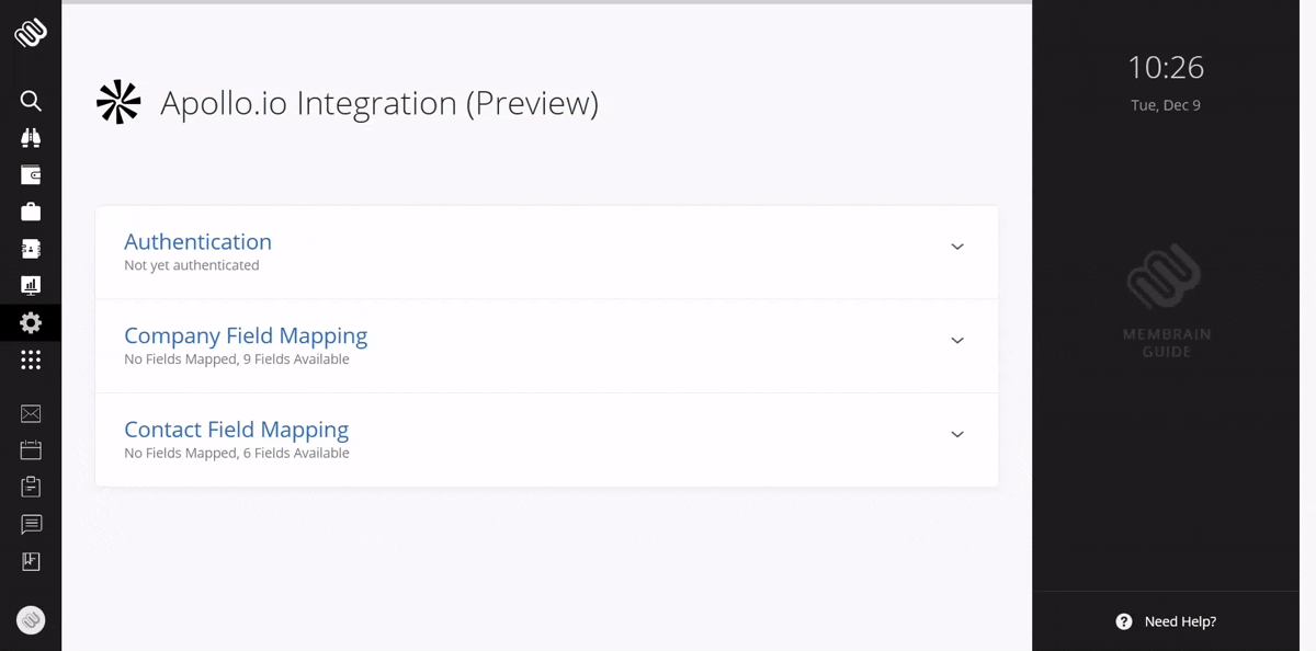 company field maping apollo