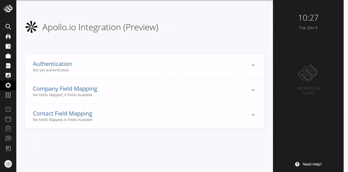 Membrain Help Center - Integrations - Setting Up the Apollo Integration