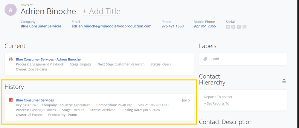 contact history
