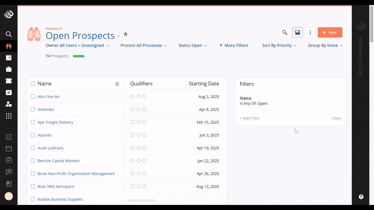 legacy filter in list view
